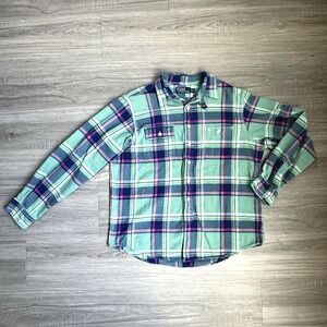 VTG Polo Ralph Lauren Estate Plaid Flannel Green Pink XL Eclectic Grandpa 90s